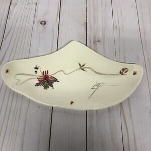 Barbara Baatz Hand Crafted Ceramic Curved Floral Trinket Dish Art Plate